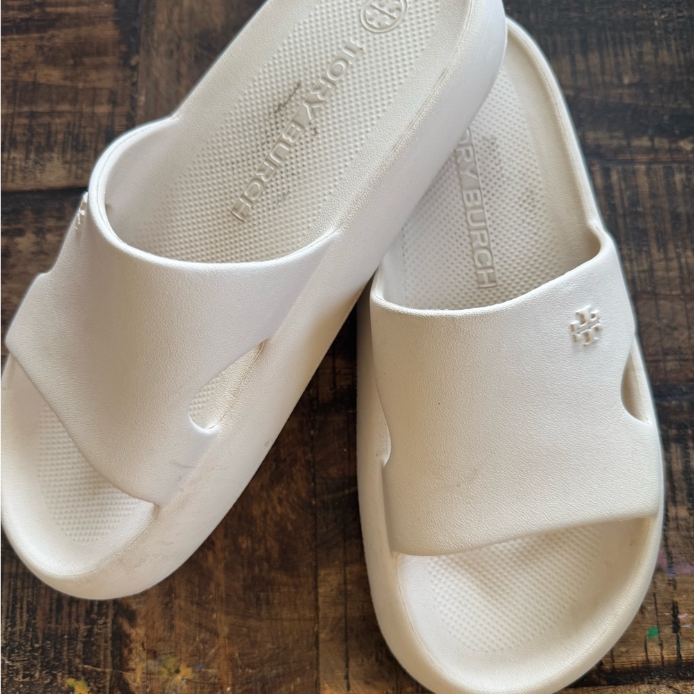 Tory Burch Cream Slide Sandals